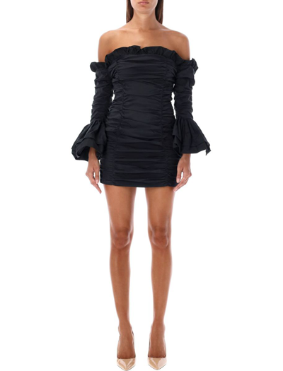 Shop Rotate Birger Christensen Rotate Ruffled Mini Dress In Black