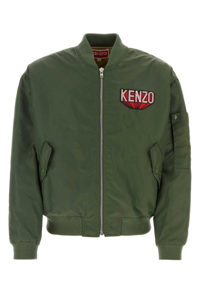 Shop Kenzo 3d Logo Zipped Bomber Jacket In Green