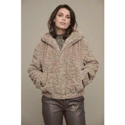 Shop Rino And Pelle Jorijn Faux Fur Jacket Light Taupe In Brown