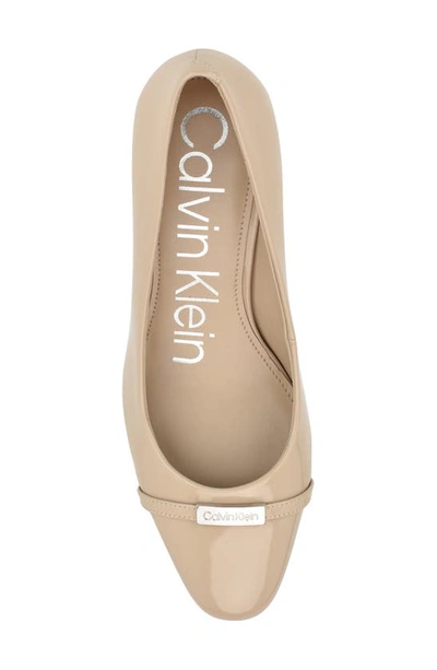 Calvin Klein Unesta Pointed Toe Pump In Taupe Pat