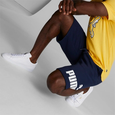 Shop Puma Logo Men's 10" Shorts In Peacoat- White