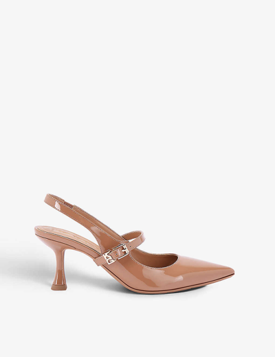 Shop Kg Kurt Geiger Women's Blush Alina Logo-badge Patent Faux-leather Heeled Courts