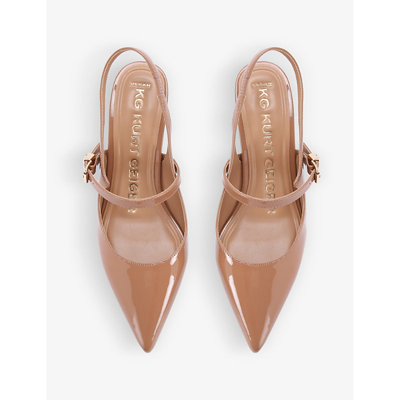 Kg Kurt Geiger Womens Blush Alina Logo-badge Patent Faux-leather Heeled Courts In Blush