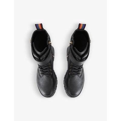 Shop Kurt Geiger Brooke Buckle-embellished Leather Ankle Boots In Black