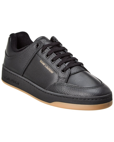 Shop Saint Laurent Sl/61 Leather Sneaker In Black