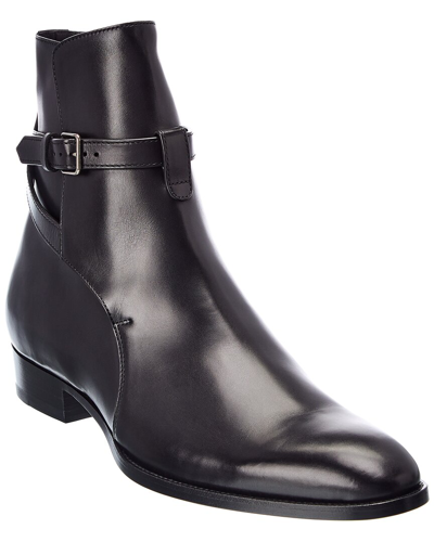 Shop Saint Laurent Wyatt 30 Jodhpur Leather Boot In Black