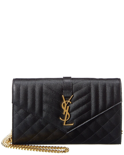 Saint Laurent Classic Cassandre Leather Clutch With Iconic Chevron Stitching