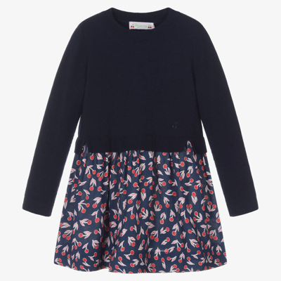 Shop Bonpoint Girls Navy Blue Merino Wool Dress