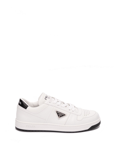 Shop Prada `downtown` Leather Sneakers In White
