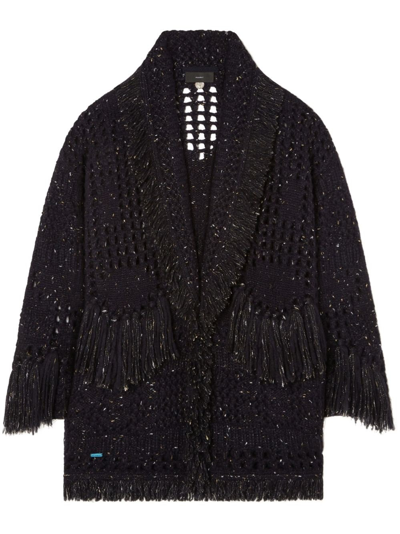 Shop Alanui `the Astral` Knit Cardigan In Blue
