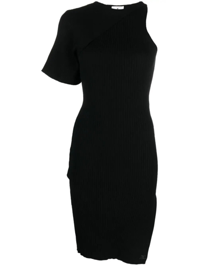 Shop Courrèges One Shoulder Dress In Black  