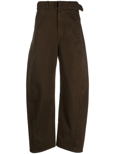 Shop Lemaire Twisted Belted Pants In Brown