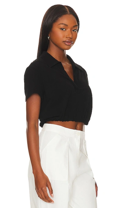 Shop The Range Sueded Jersey Bubble Cropped Polo In Jet Black
