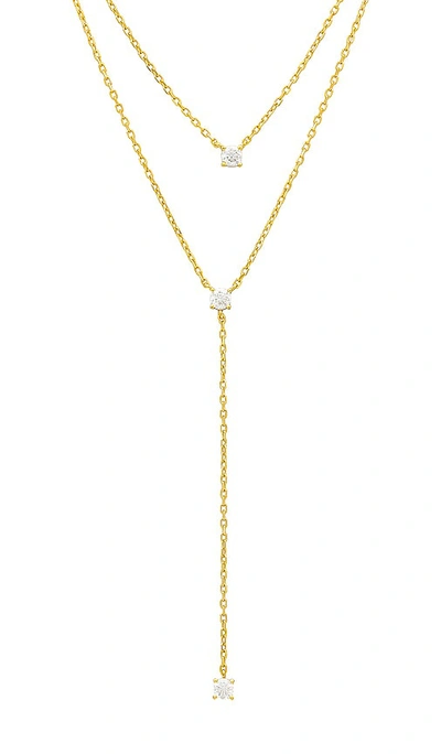 Shop Shashi Solitaire Layered Lariat In Gold