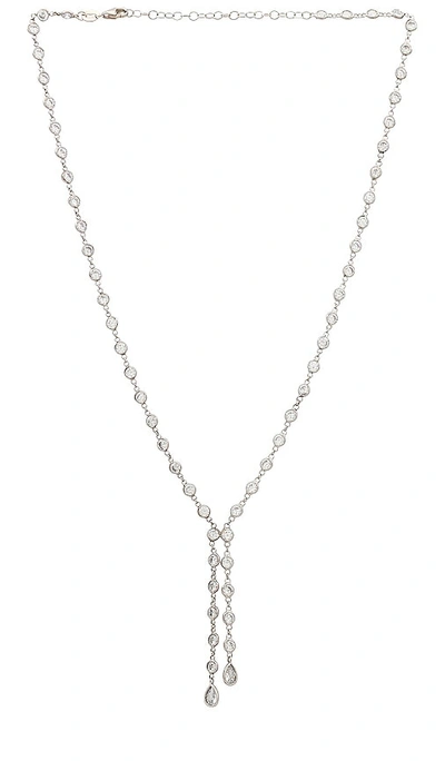 Shop Shashi Bezel Lariat Necklace In Silver