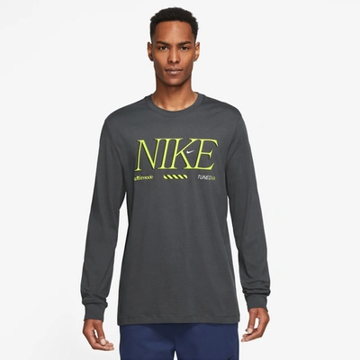 Shop Nike Mens  Nsw Oc Pk4 Long Sleeve T-shirt In Anthracite/white
