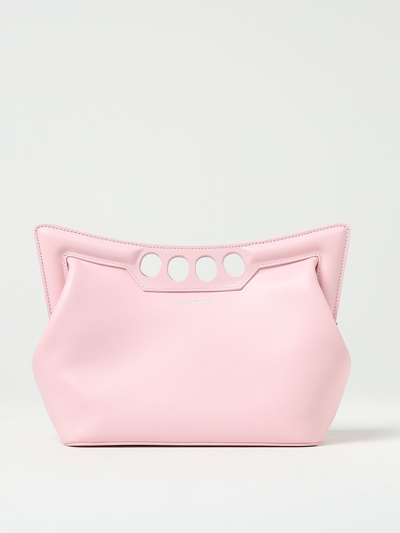 Shop Alexander Mcqueen The Peak  Leather Bag With Shoulder Strap In Pink