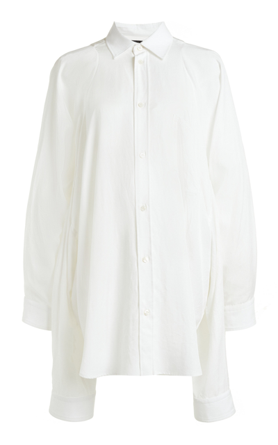 Shop Balenciaga Knotted Cotton Button-down Shirt In White