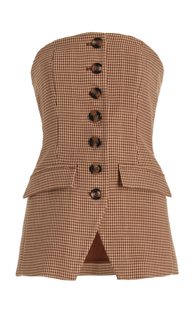 Shop Favorite Daughter The Phoebe Checked Bustier Top In Brown