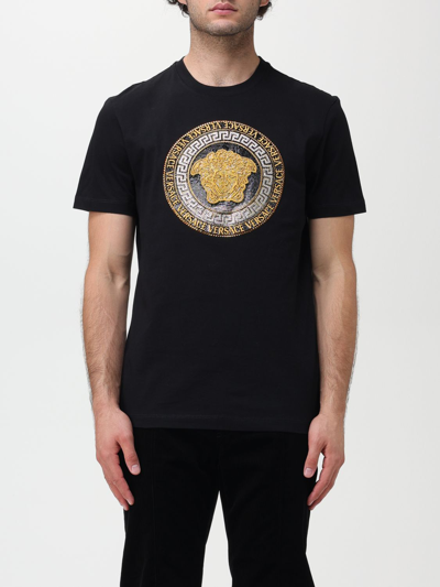 Shop Versace T-shirt With Medusa Greca Print In Black