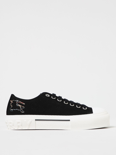 Shop Burberry Jack Canvas Sneakers With Logo In Black