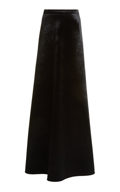 Shop Balenciaga Velvet Maxi Skirt In Black