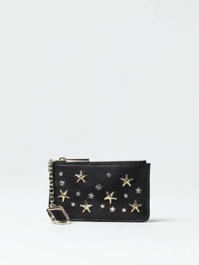 Shop Jimmy Choo Leather Coin Purse With Applied Stars In Black
