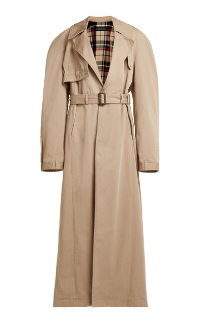 Shop Balenciaga Deconstructed Cotton Twill Trench Coat In Neutral