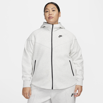 Shop Nike Women's  Sportswear Tech Fleece Windrunner Full-zip Hoodie (plus Size) In Grey