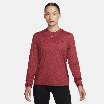 Shop Nike Women's Dri-fit Swift Element Uv Crew-neck Running Top In Red
