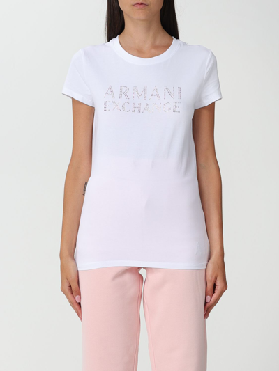 Armani Exchange Solid Color Letter Logo T-shirt In White