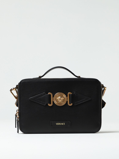 Shop Versace Medusa Biggie Bag In Leather In Black