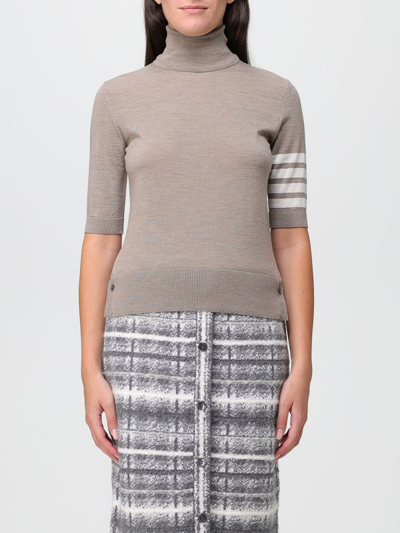 Shop Thom Browne Sweater In Merino Wool With 4-bar Stripe In Dove Grey