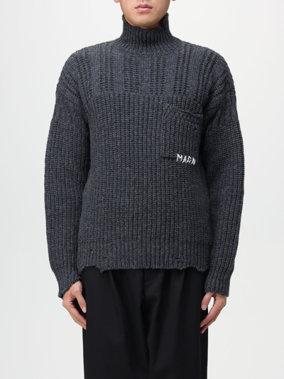 Shop Marni Sweater In Used Effect Wool In Grey