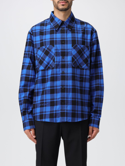 Shop Off-white Shirt In Cotton Flannel In Blue