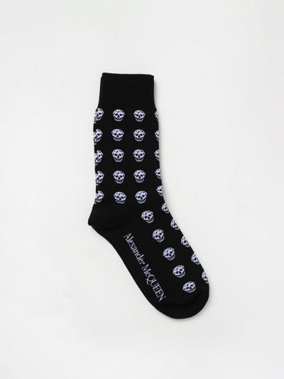 Shop Alexander Mcqueen Socks In Jacquard Cotton Blend In Black