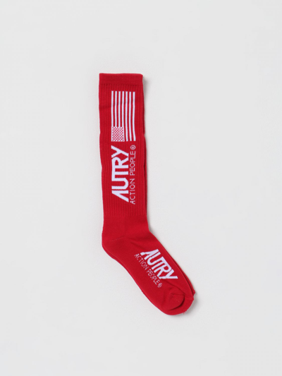 Shop Autry Socks In Stretch Cotton In Red
