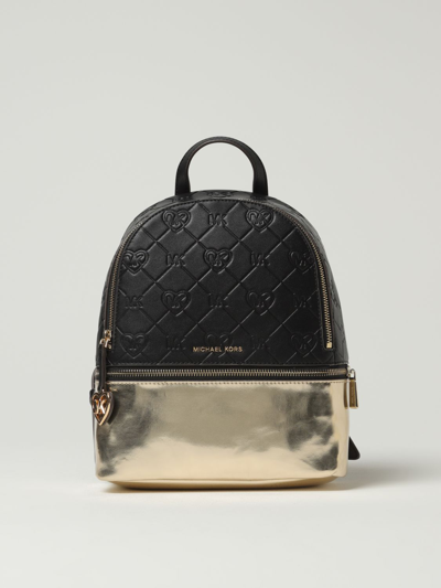 Shop Michael Kors Michael  Backpack In Synthetic Leather With All-over Mk Monogram In Black