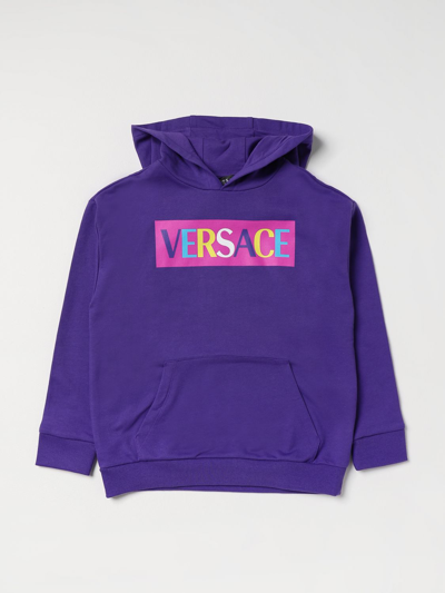 Shop Young Versace Versace Young Sweatshirt In Cotton In Violet