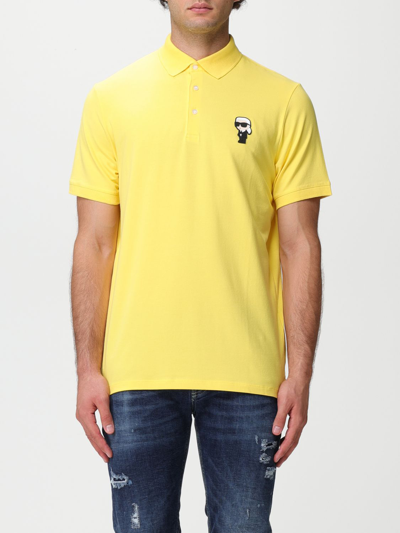 Shop Karl Lagerfeld Polo Shirt  Men Color Yellow