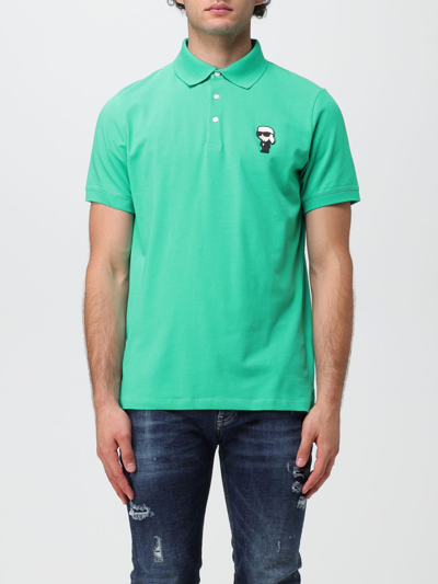 Shop Karl Lagerfeld Polo Shirt  Men Color Green