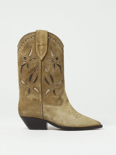 Shop Isabel Marant Duerto Boots In Suede With Details In Beige