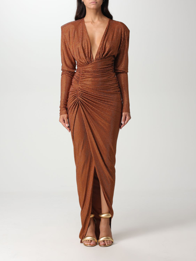 Shop Alexandre Vauthier Dress  Woman Color Brown