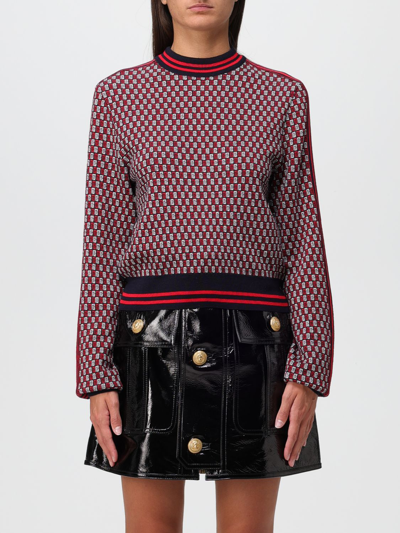 Shop Balmain Sweater In Wool With Jacquard Pattern In Multicolor