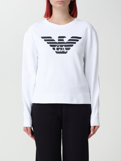 Shop Emporio Armani Cotton Sweatshirt With Logo In White