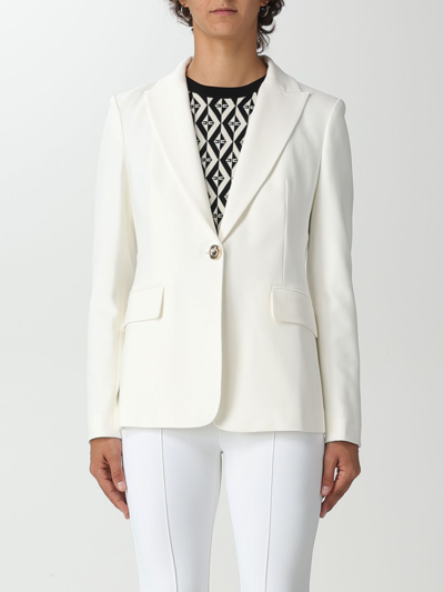 Shop Pinko Blazer In Viscose Blend With Logoed Button In White