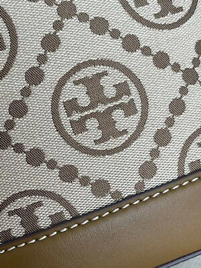 Tory Burch Hazelnut T Monogram Jacquard Leather Crossbody Bucket Bag $498