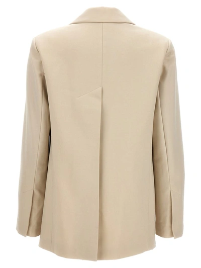 Helmut Lang Tailored Jacket With Notched Lapel And Distinctive Logo In Beige