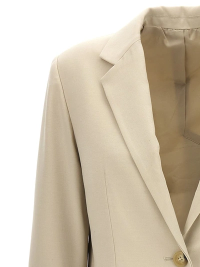 Shop Helmut Lang Logo Band Blazer In Beige