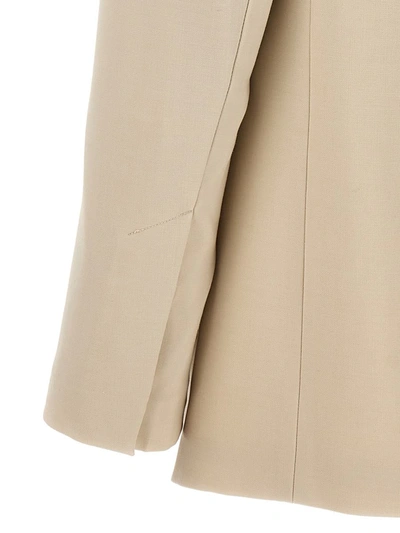 Helmut Lang Tailored Jacket With Notched Lapel And Distinctive Logo In Beige